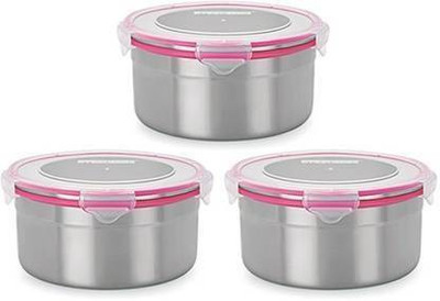 PM SELECT Steel Fridge Container  - 500 ml(Pack of 3, Silver)