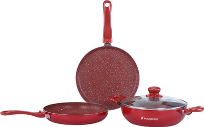 WONDERCHEF Ruby Plus IB 2 Induction Bottom Non-Stick Coated Cookware Set  (Aluminium, 4 – Piece) For Rs. 1000 @ 75 %