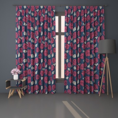 Ever Shine 154 cm (5 ft) Polyester Room Darkening Window Curtain (Pack Of 2)(Floral, Blue)