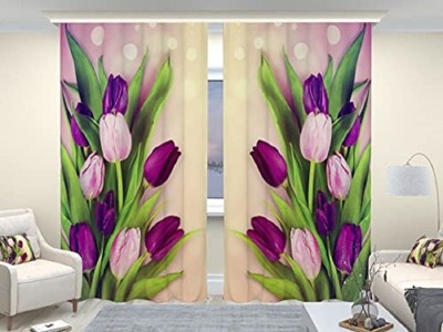 s23 214 cm (7 ft) Polyester Room Darkening Door Curtain (Pack Of 2)(Floral, Green, Green)