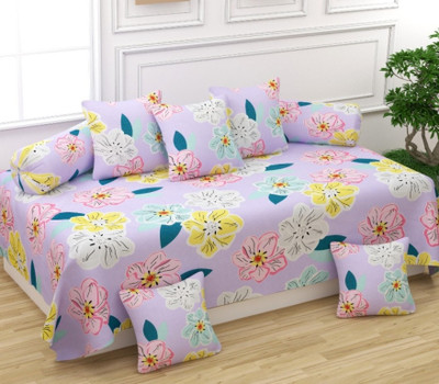 Multitex Cotton Floral Diwan Set(Multicolor)