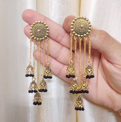 Jhumka top latkan earrings