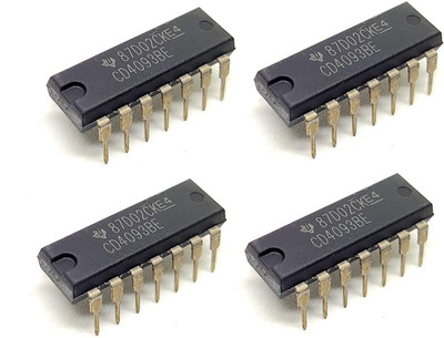 INVENTO 4Pcs CD4093BE 4093 IC Logic IC NAND Gate, Schmitt Trigger, CD4093, 2 Input, 6.8 mA, 3 V to 18 V, DIP-14 Automotive Electronic Hobby Kit