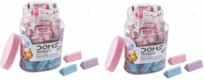 DOMS Triangle Dust Fragrance Eraser Jar (100 Pcs) pack of 2 Non-Toxic Eraser(Multicolor)