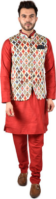 PRINTCULTR Men Kurta Pyjama Ethnic Jacket Set