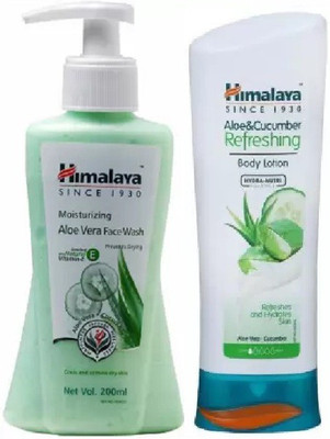 HIMALAYA ALOE VERA FACE WASH 200ML , Aleo & Cumber Refreshing Body Lotion 100 ml Face Wash(300 ml)