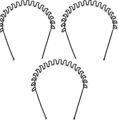 KK CRAFT Zigzag Headband For Unisex Wavy Hair Band For Boys And Girls ,Black Metal Zig Zag Wave Hairband - Unisex (Pack of 3) Hair Band(Black)