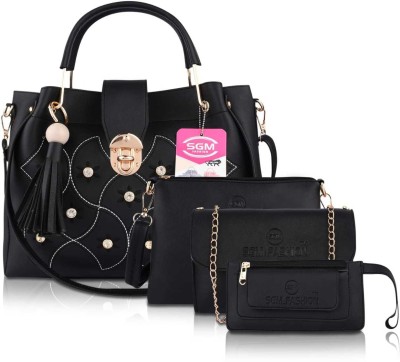 SGM Fashion Women Black Handbag(Pack of: 4)