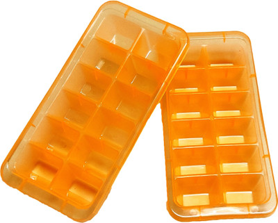Gift Collection Orange Plastic Ice Cube Tray(Pack of2)