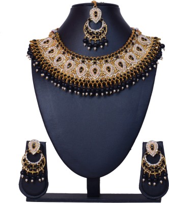 KAHAR CREATION Alloy Gold-plated Black Jewellery Set(Pack of 1)