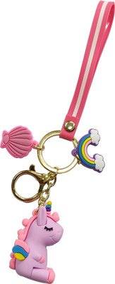 heeva creation cute Sleeping Unicorn Charm KeyChain For Unicorn Lover. (Pink) 1 Piece Key Chain
