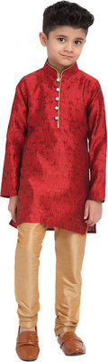 JS COLLECTION Boys Festive & Party Kurta and Churidar Set(Red Pack of 1)