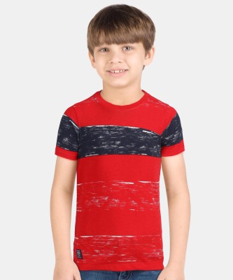 Pepe Jeans Boys Striped Pure Cotton Regular T Shirt(Red, Pack of 1)