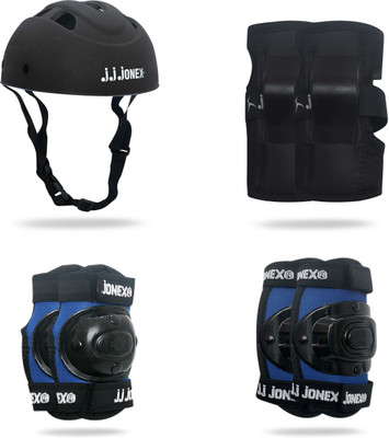 JJ Jonex Protective Set of 4 in 1 and Cycling Skating Guard Combo (Blue/Black FOR AGE 8-11/Size Medium) (MYC) Skating Kit