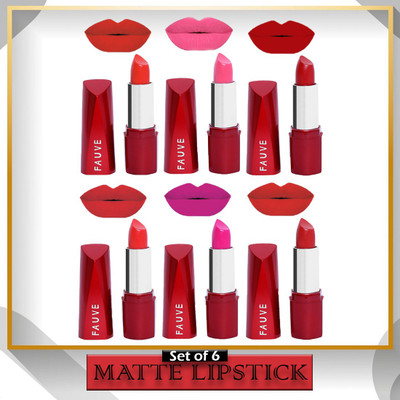 FAUVE (FVE-FL18-LS3-06) Multicolor Stylish Matte Lipstick (4.5 g Each) - (Pack of 6)(Multi Color, 27 g)