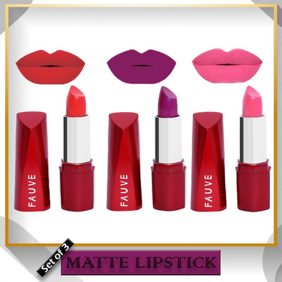 FAUVE (FVE-FL18-LS2-03) Multicolor Stylish Matte Lipstick (4.5 g Each) - (Pack of 3)(Multi Color, 13.5 g)