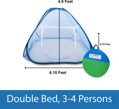 ALTAMASH Polyester Adults Washable Foldable mosquito net Audult Double Bed Mosquito Net(Blue, Tent)