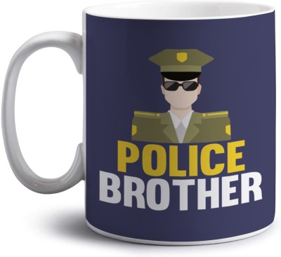 Crazy Corner Police Brother Printed Coffee 350 ml | Rakhi/Raksha Bandhan Gift for Brother | Rakhi for Brother | Gift for Brother on Rakhi/Anniversary/Birthday Ceramic Coffee Mug(350 ml)