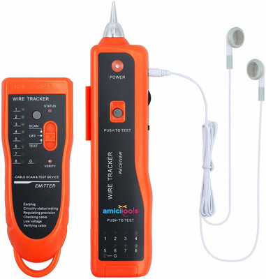 amiciTools XQ-350 Wire Tracker, Cable Break Point Tester for Network Cable (RJ45), Ethernet LAN, Telephone Line (RJ11) with 2X 9V Batteries Digital Multimeter(Orange 2000 Counts)