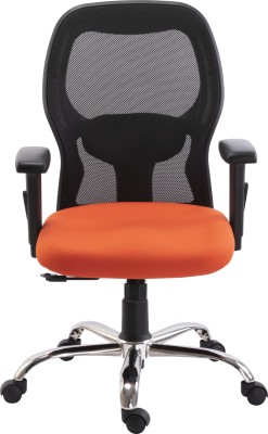 Bluebell VEGAS MED BACK ERGONOMIC OFFICE REVOLOVING/EXECUTIVE CHAIR WITH ADJUSTABLE ARMS,AND LUMBER SUPPORT (BLACK-ORANGE) Mesh Office Executive Chair(Black, Orange, DIY(Do-It-Yourself))