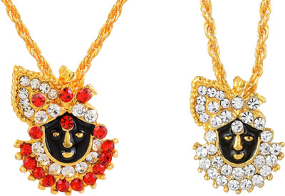 DULCI 2 Pcs Gold Plated Stones Studded ShreeNathji Pendant Gold-plated Brass Pendant