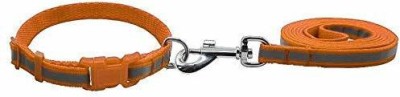 DOG WALA DOG WALA Reflective Nylon Dog Leash with Collar Set for Dogs 15MM(Orange) Dog Collar & Leash(Extra Large, ORANGE)