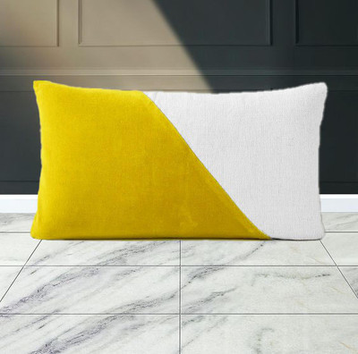 Catchyx Cart Microfibre Solid Cushion Pack of 1(Yellow, White)