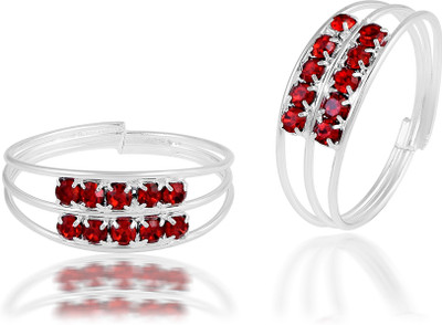 memoir Brass Cubic Zirconia Silver Plated Toe Ring