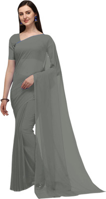 IRIS Self Design, Solid/Plain Bollywood Georgette Saree(Grey)