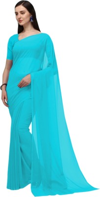 IRIS Self Design, Solid/Plain Bollywood Georgette Saree(Light Blue)