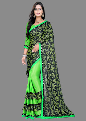 japesh Embroidered Bollywood Lycra Blend Saree(Light Green)