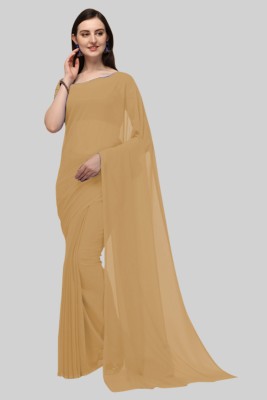 IRIS Self Design, Solid/Plain Bollywood Georgette Saree(Beige)