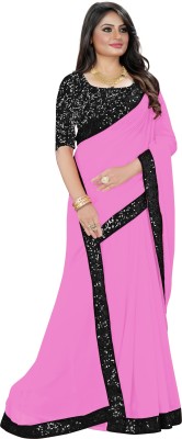 FASHION RELOADER Embroidered Bollywood Georgette Saree(Pink)