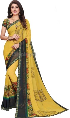 Ravt fashion Printed Daily Wear Cotton Blend Saree(Yellow)