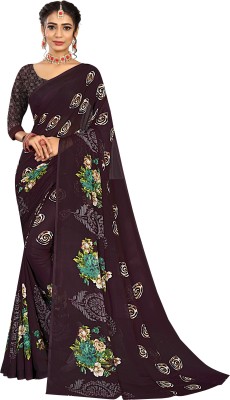 Guru Alankar Printed Daily Wear Chiffon Saree(Maroon)