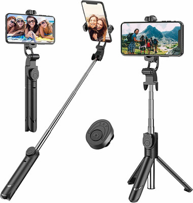 G2L Wireless Selfie Stick With Tripod Stand And Remote Shutter Bluetooth Selfie Stick(BLACK, Remote Included)