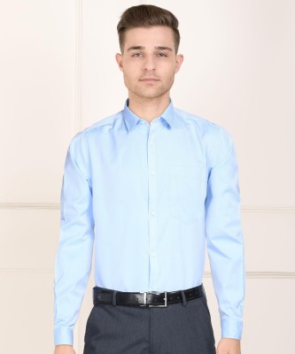 Next Look by Raymond Men Solid Formal Light Blue Shirt