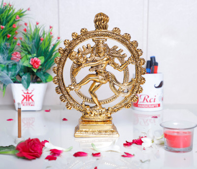 KridayKraft Shiva idol Metal Statue for Home Decor,Gold Plated Dancing Shiva Natraja/Natrajan (Mahakal Murti) Murti Showpiece Figurine Decorative & Gifts Article... Decorative Showpiece  -  24 cm(Metal, Gold)