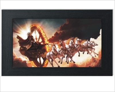 Jump up 45 cm Lord suryadev with seven horses in the frame, Wall sticker Self Adhesive Sticker(Pack of 1)