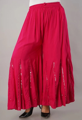 Emmy Word Flared Women Pink Trousers