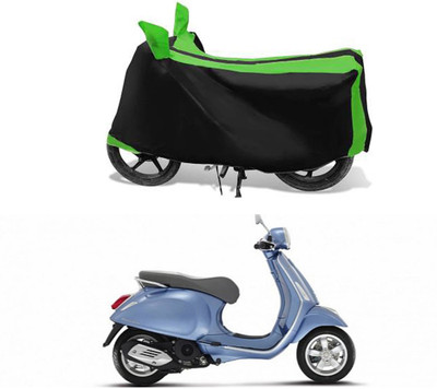 RONISH Waterproof Two Wheeler Cover for Vespa(Elegante 150, Black, Green)