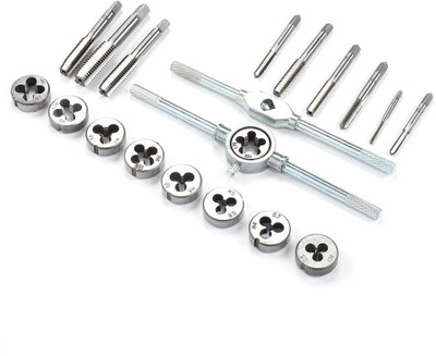 A&S TOOLSHOP Tap And Die Set - Improvement Tool Kit for Creating and Repairing, External and Internal Threads - Hand Tool Set for Mechanics and Maintenance Work (20 Pieces Set) Single Sided Speciality(Pack of 1)