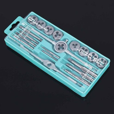 A&S TOOLSHOP Hand Tools Die Set Screw Taps Thread Plugs Alloy Steel And 1/16-1/2 Inch 20pcs Tap Metric Use Silver Single Sided Speciality(Pack of 1)