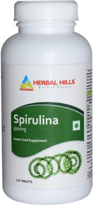 Herbal Hills Spirulina 120 Tablets - Nutrient Rich Superfood - Immune Support, Detox & Energy(500 mg)
