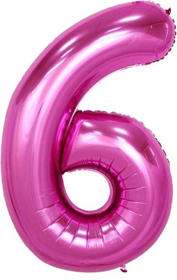 Shopperskart Solid Presents 16 Inch 6th/Sixth Number Foil Balloon For Party Decoration Balloon(Pink, Pack of 1)