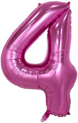 Shopperskart Solid Presents 16 Inch 4th/Fourth Number Foil Balloon For Party Decoration Balloon(Pink, Pack of 1)