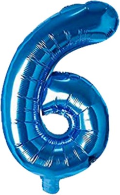 Shopperskart Solid Presents 16 Inch 6th/Sixth Number Foil Balloon For Party Decoration Balloon(Blue, Pack of 1)