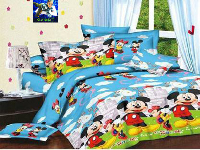 CLOUDNAP 146 TC Microfiber Double 3D Printed Flat Bedsheet(Pack of 1, micky)
