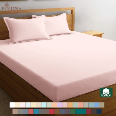 Pizuna 400 TC Cotton King Solid Fitted (Elastic) Bedsheet(Pack of 1, Light Pink)