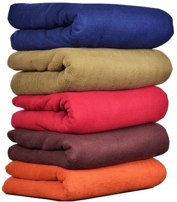 Visnik Solid Single Fleece Blanket for  Mild Winter(Woollen Blend, Multicolor)